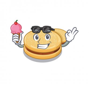 Karikatür şeklinde dondurma alfajores ile