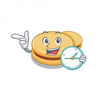 Karikatür şeklinde saat alfajores ile