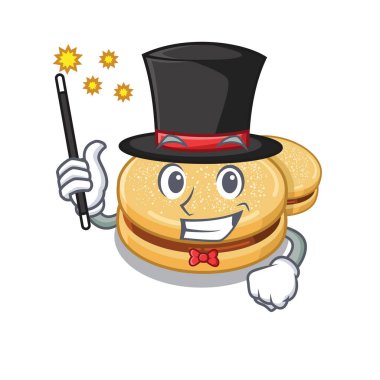 Sihirbaz alfajores maskot ile izole