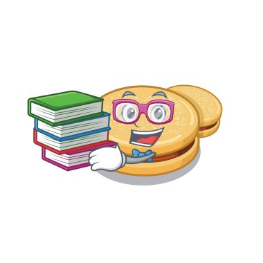 Kitap alfajores ile öğrenci maskot ile izole