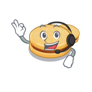 Maskot ile izole kulaklık alfajores ile