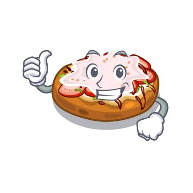 Bir karikatür beslenme çantası nda bruschetta kadar Thumbs