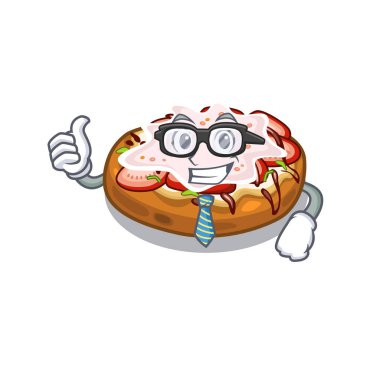 Bir karikatür beslenme çantası nda işadamı bruschetta