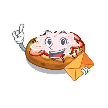 Bir karikatür beslenme çantası zarf bruschetta ile