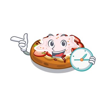 Bir karikatür lunchbox saat bruschetta ile