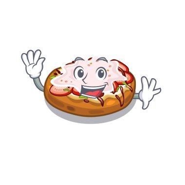 Bir karikatür beslenme çantası bruschetta sallayarak