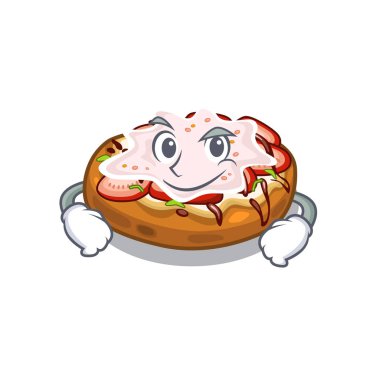 Bir karikatür beslenme çantası içinde smirking bruschetta