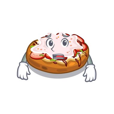 Karikatür ahşap masa üzerinde Korkmuş ekmek bruschetta