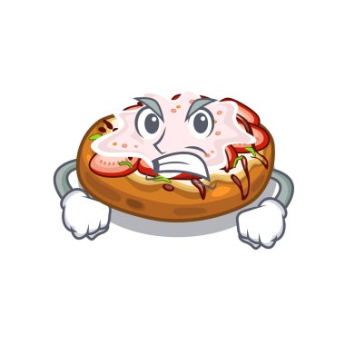 Karikatür ahşap masa üzerinde Kızgın ekmek bruschetta