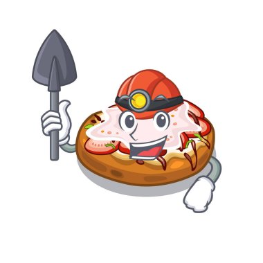 Karikatür ahşap masa üzerinde Madenci ekmek bruschetta