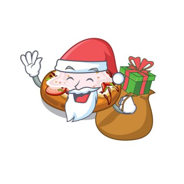 Noel Baba ile hediye bruschetta karakter izole