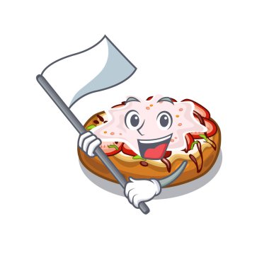 Bayrak bruschetta karakteri ile izole ile