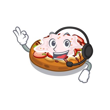 Kulaklık bruschetta ile izole karakter ile