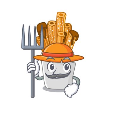 Karikatür şeklinde çiftçi churros