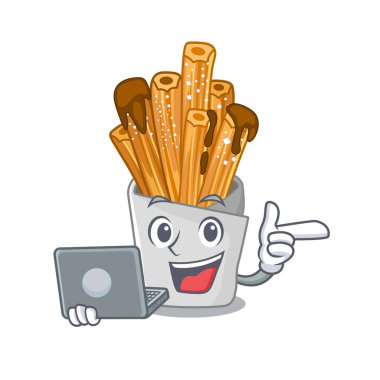Karikatür şeklinde dizüstü churros ile