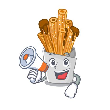 Karikatür şeklinde megafon churros ile