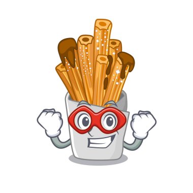 Süper kahraman churros karikatür ile izole