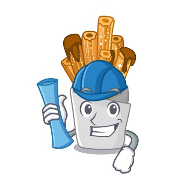 Mimar churros karikatür ile izole