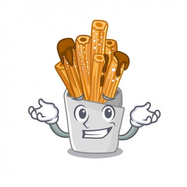 Karikatür ile izole grinning churros