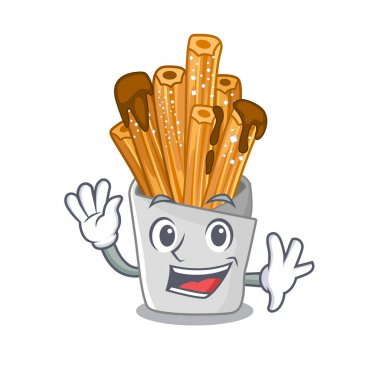 Karikatür ile izole churros sallayarak