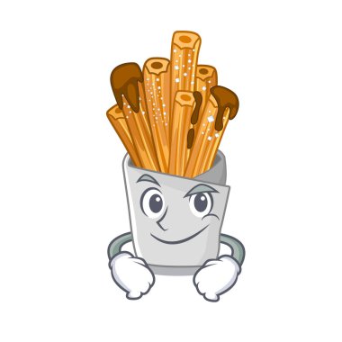 Karikatür ile izole churros sırıtarak