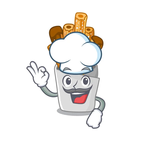 Chef churros aislado con en la caricatura — Vector de stock