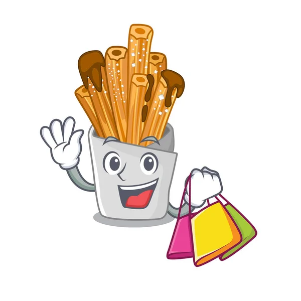 Shopping churros isolés avec dans le dessin animé — Image vectorielle