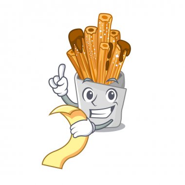 Maskot plastik torba menü fırın churros ile
