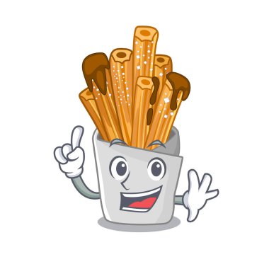 Ahşap karakter kavanozunda parmak churros