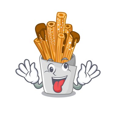 Ahşap karakter kavanozunda çılgın churros
