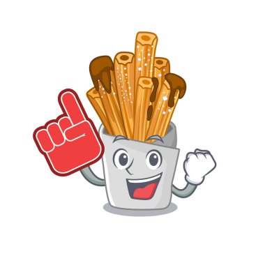 Ahşap karakter kavanozunda köpük parmak churros