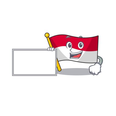 Karikatür şeklinde tahta bayrağı endonezya ile