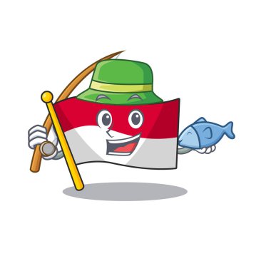 Balıkçılık endonezya bayrağı karakter tablonun üzerinde katlanmış