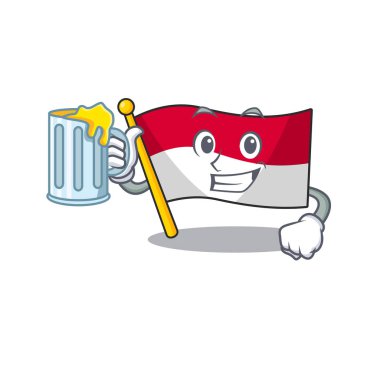 Karakter tablosunun üzerine katlanmış meyve suyu endonezya bayrağı ile