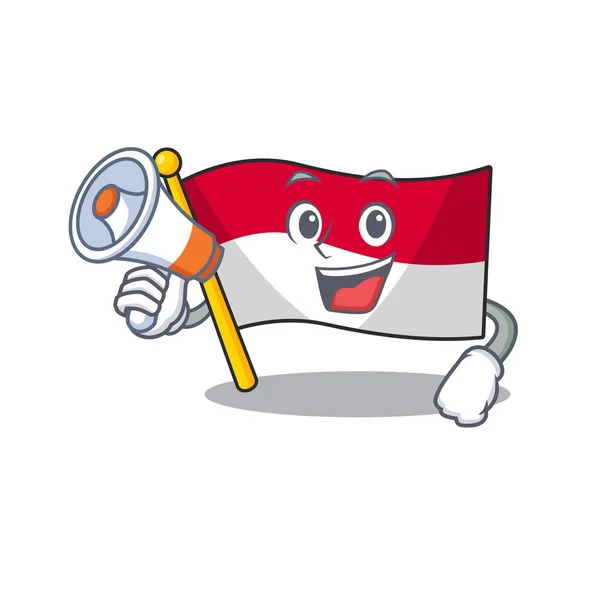Με το μεγάφωνο σημαία Ινδονησίας στο σχήμα καρτούν — Διανυσματικό Αρχείο