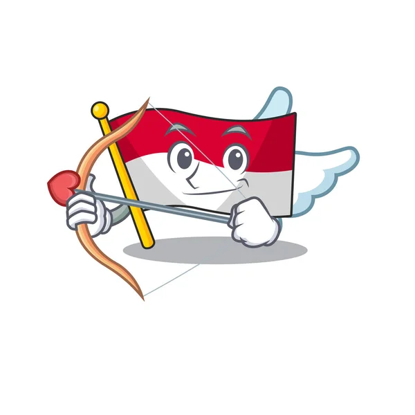 Cupid flag indonesia dalam bentuk kartun - Stok Vektor