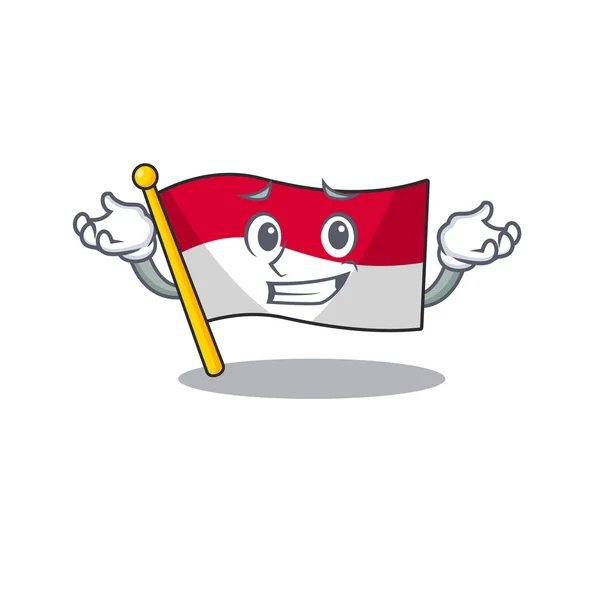 Bandera sonriente indonesia izada en postes de dibujos animados — Archivo Imágenes Vectoriales
