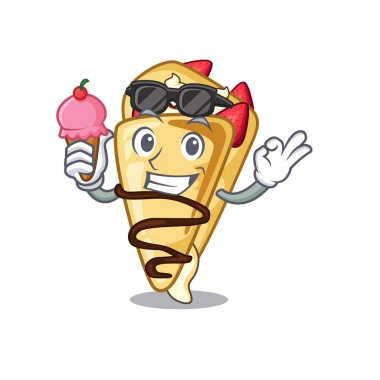 Karikatür şeklinde dondurma krep ile