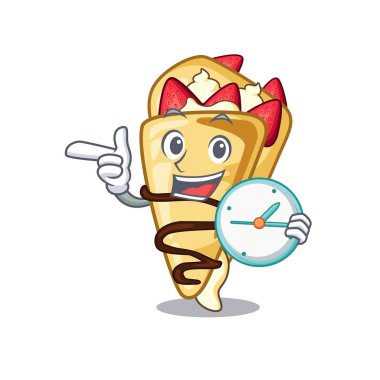 Karikatür şeklinde saat krep ile