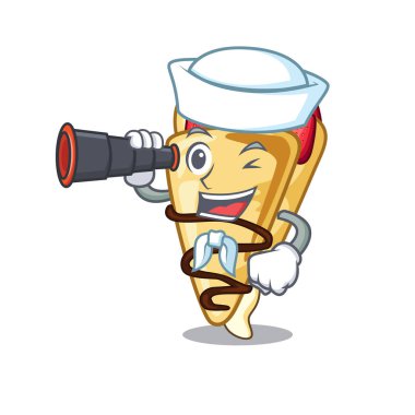 Karakter izole dürbün krep ile Denizci