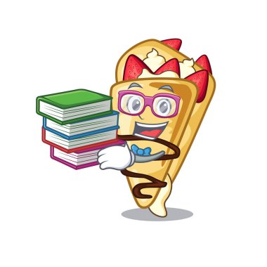 Bir karikatür tahtası üzerinde kitap krep ile Öğrenci