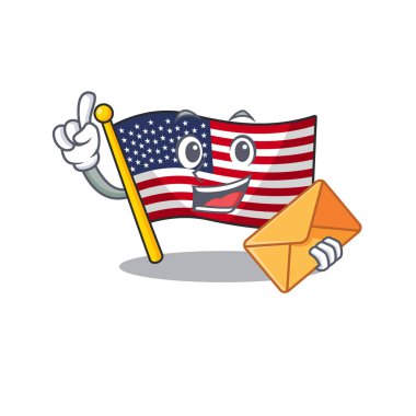 Maskot şekli ile zarf bayrağı Amerika ile