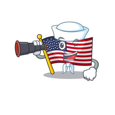 Sailor with binocular america flag stored in cartoon cupboard vector