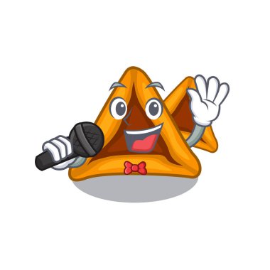 Şarkı hamantaschen çerezleri maskot ile izole