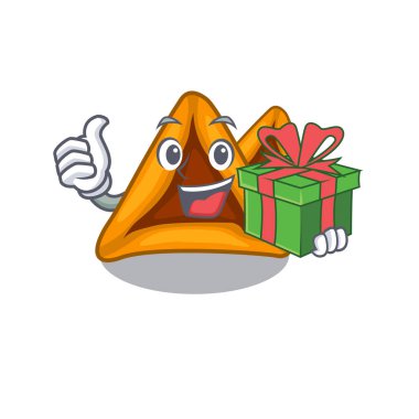 Hediye hamantaschen çerezleri maskot ile izole ile
