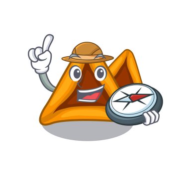 Kaşif hamantaschen çerezleri maskot ile izole