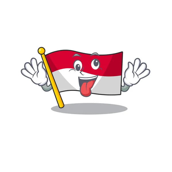 Bláznivá Indonéská vlajka izolovaná v maskota — Stockový vektor
