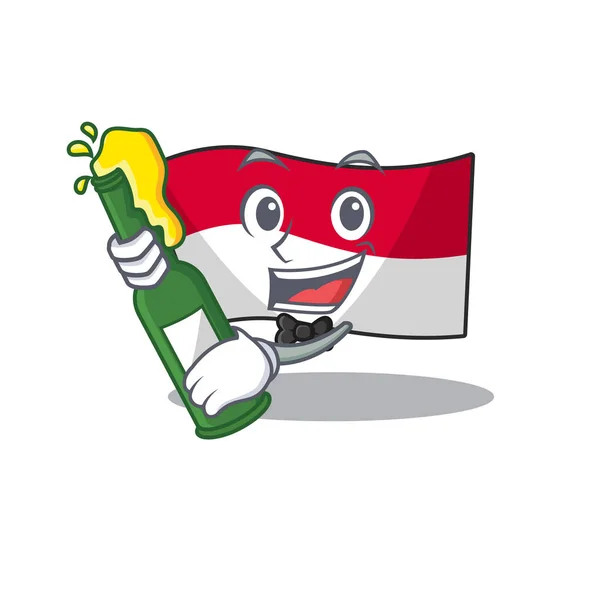 With beer flag indonesia isolated in the mascot — Stock Vector