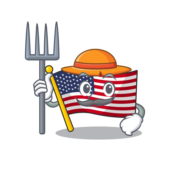 Американский флаг фермера, изолированный в мультфильме — стоковый вектор