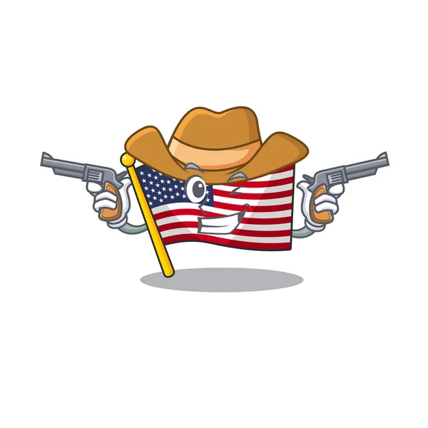 Cowboy vlag Amerika geïsoleerd in de cartoon — Stockvector